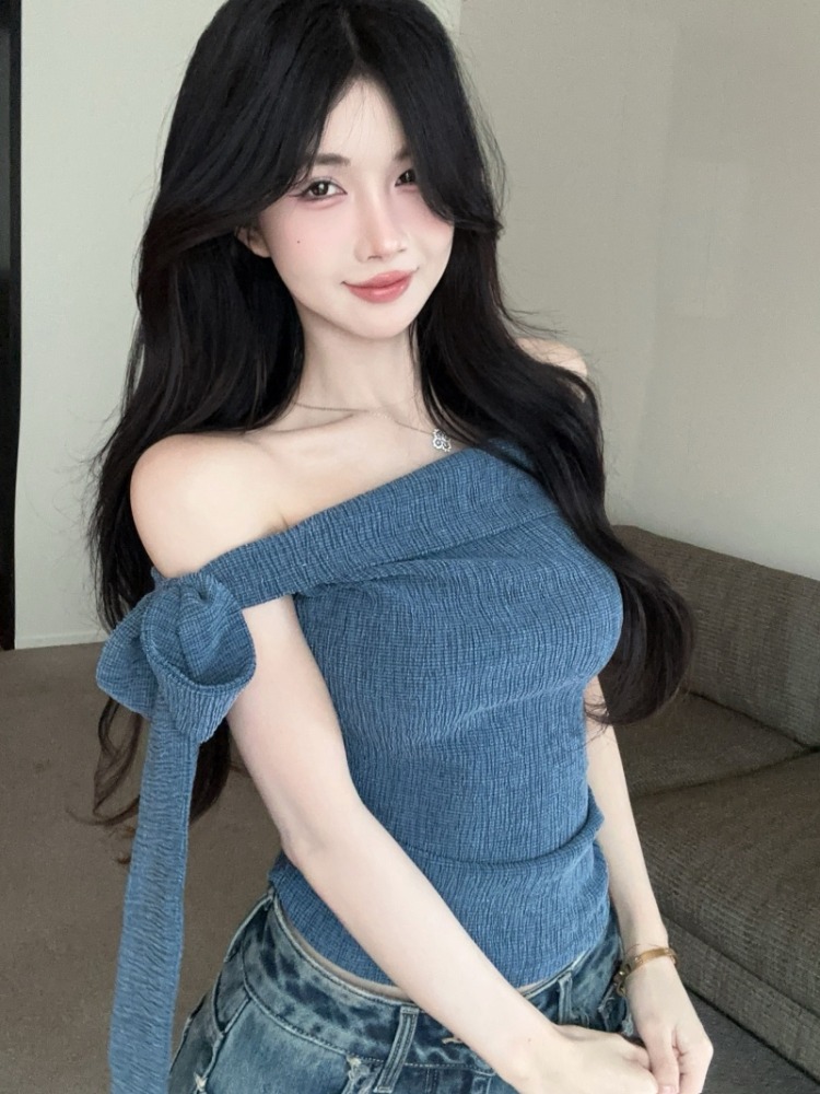 T Shirt Tight Fit - Baharatlı Kız Tek Omuzlu Beli Bağlamalı