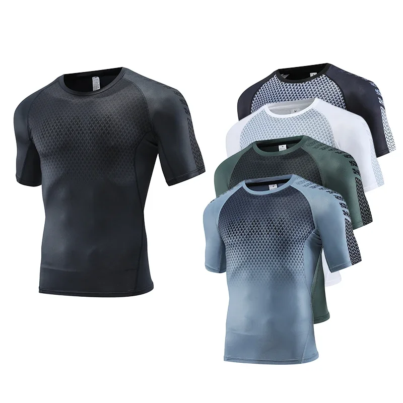 T Shirt Tight Fit - Mens spor üst spor T-shirt vücut